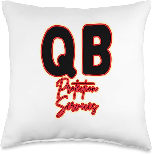 QB Protection Services Funny Football Gifts for Lineman Throw Pillow, 16x16, Multicolor