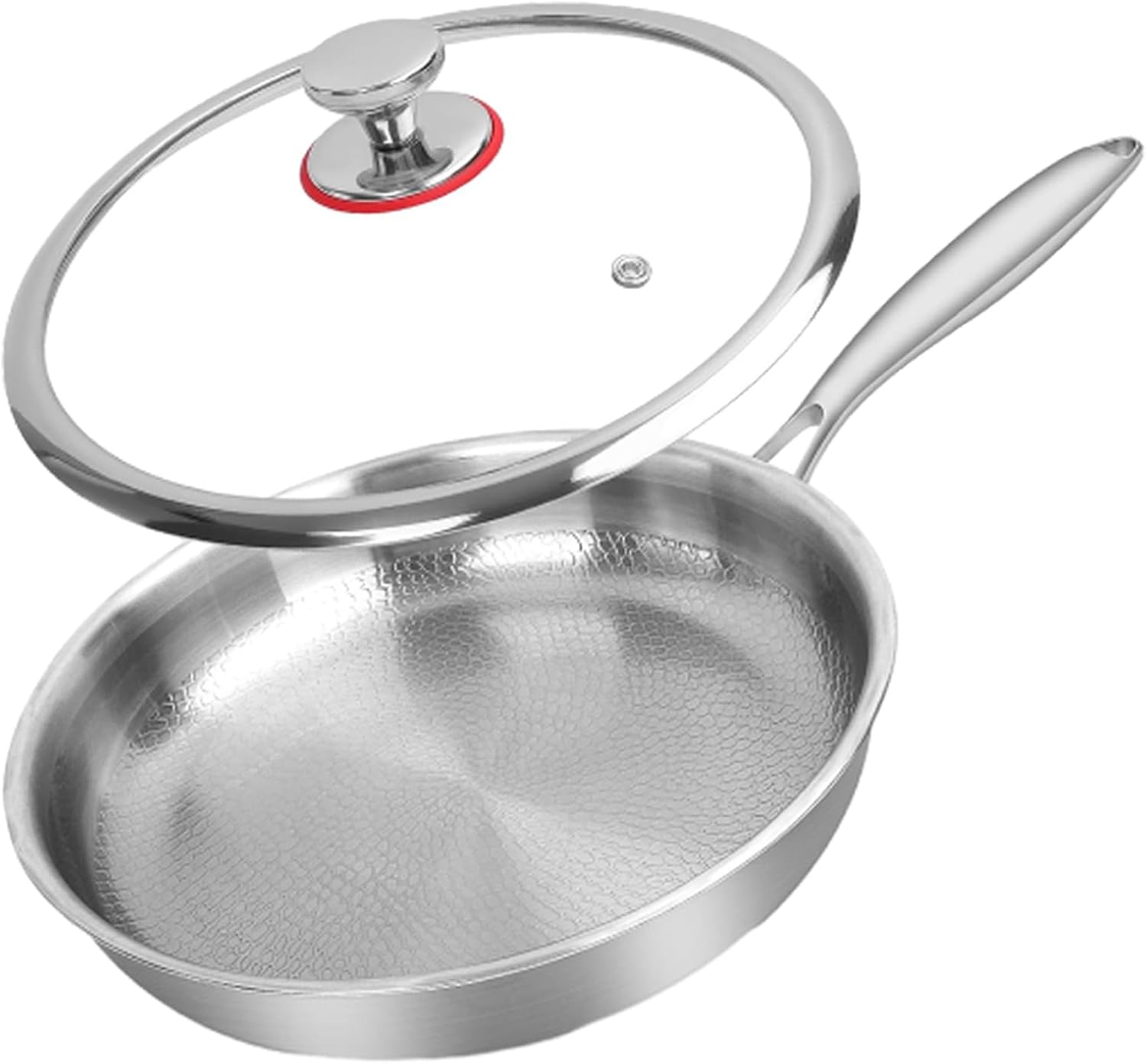 Okura Titanium Pan, 100% Pure Titanium Pans for Cooking, No Coating Non-Stick Hand-Hammered Titanium Frying Pan With Lid for All Stovetops (With Lid, 10.24in)