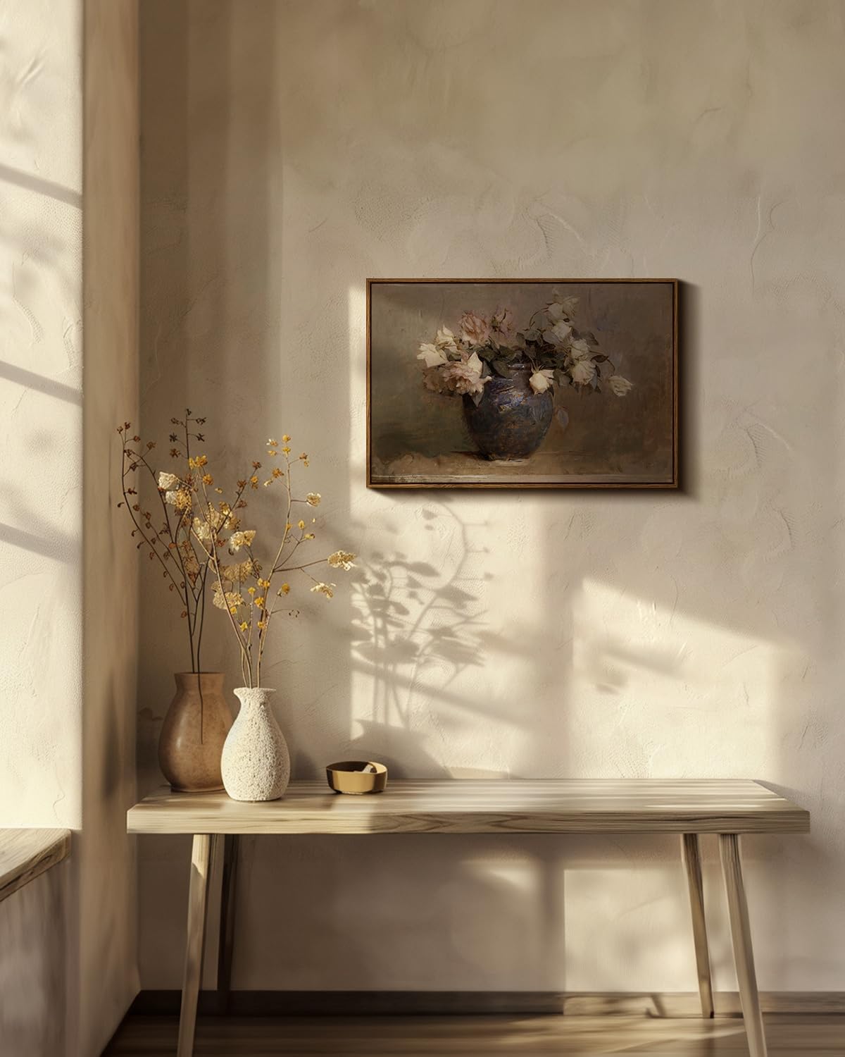 InSimSea Framed Canvas Wall Art Vintage Decor, Flower Large Wall Art, Floral Rustic Decorations for Living Room, Farmhouse Wall Decor for Living Room Bedroom, 20"x30"