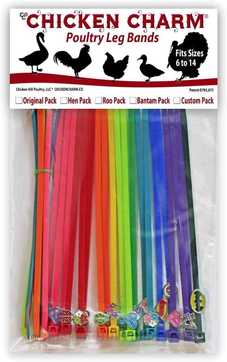 20 Chicken Charm Poultry Leg Bands - Includes Americas Favorite Super Hero's