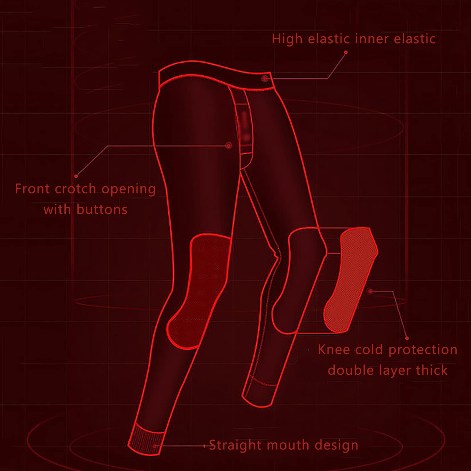 Pantalón Térmico Hombres Capa Base Invierno Partes de Abajo Ropa Interior Pantalones Gruesos y Cálidos Calzoncillos Largos(Size:XXL,Color:Negro)