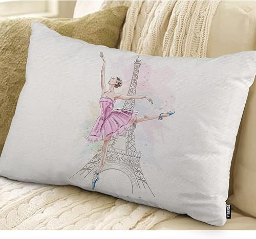 Miniatura 2 de EKOBLA Fundas de almohada decorativas de la Torre Eiffel de París, hermosas bailarinas, bailarinas, fundas de almohada rectangulares oblongas para