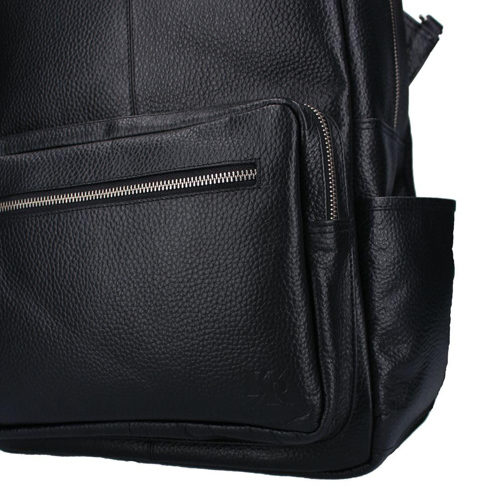 Vadobag Schwarzer Baby Wickel-Rucksack | Echt Leder | mit Wickelunterlage