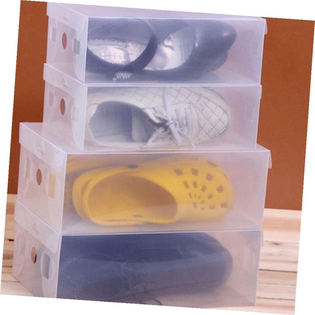 Holibanna 6pcs Plastic Storage Bins Lids Shoe Boxes Shoe Containers for Home Office Closet