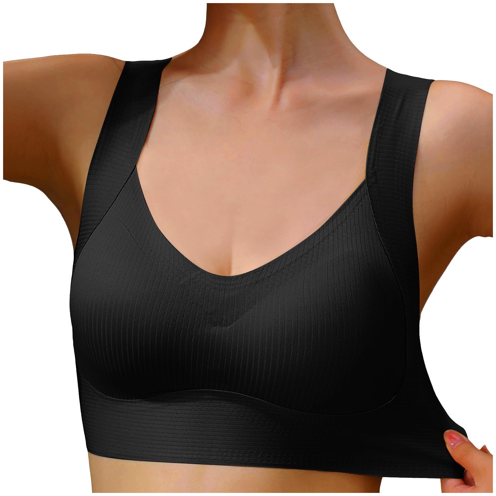 3er Pack Damen BH ohne Bügel Push Up Große Größen Nahtloser Entlastungs-Bustier Breite Träger Bequemer Soft Bralette Anti-Sagging Minimizer Bra Komfortabler Stützhalt für Alltag
