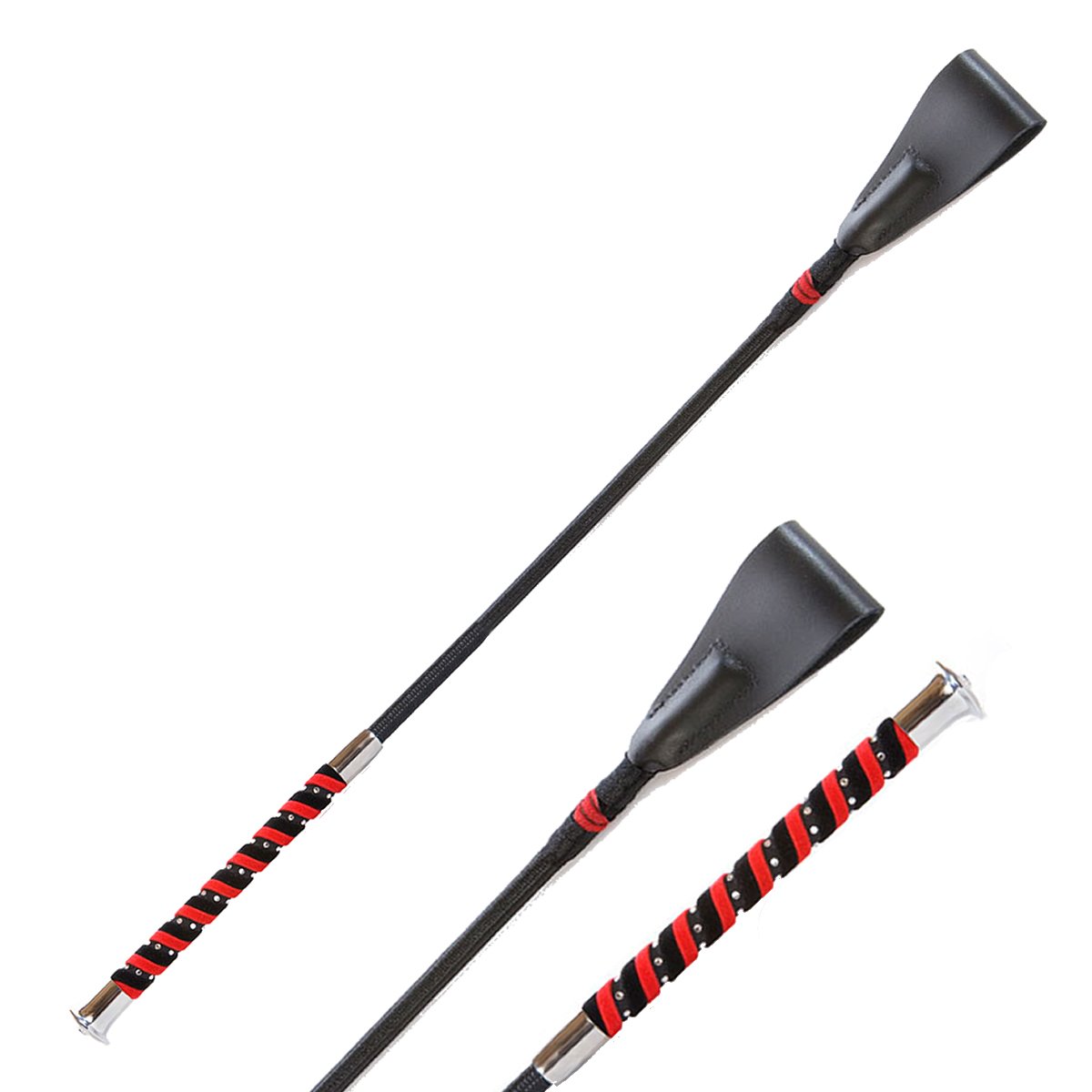 Hy Equestrian Diamante Riding Whip - Red/Black - 66cm