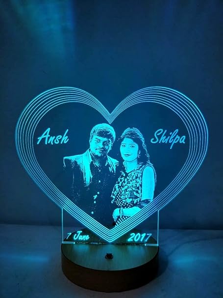 Apna Photo Acrylic Colour Changing 3D Illusion LED Night Lamp with Personalised Photos (Multicolour)