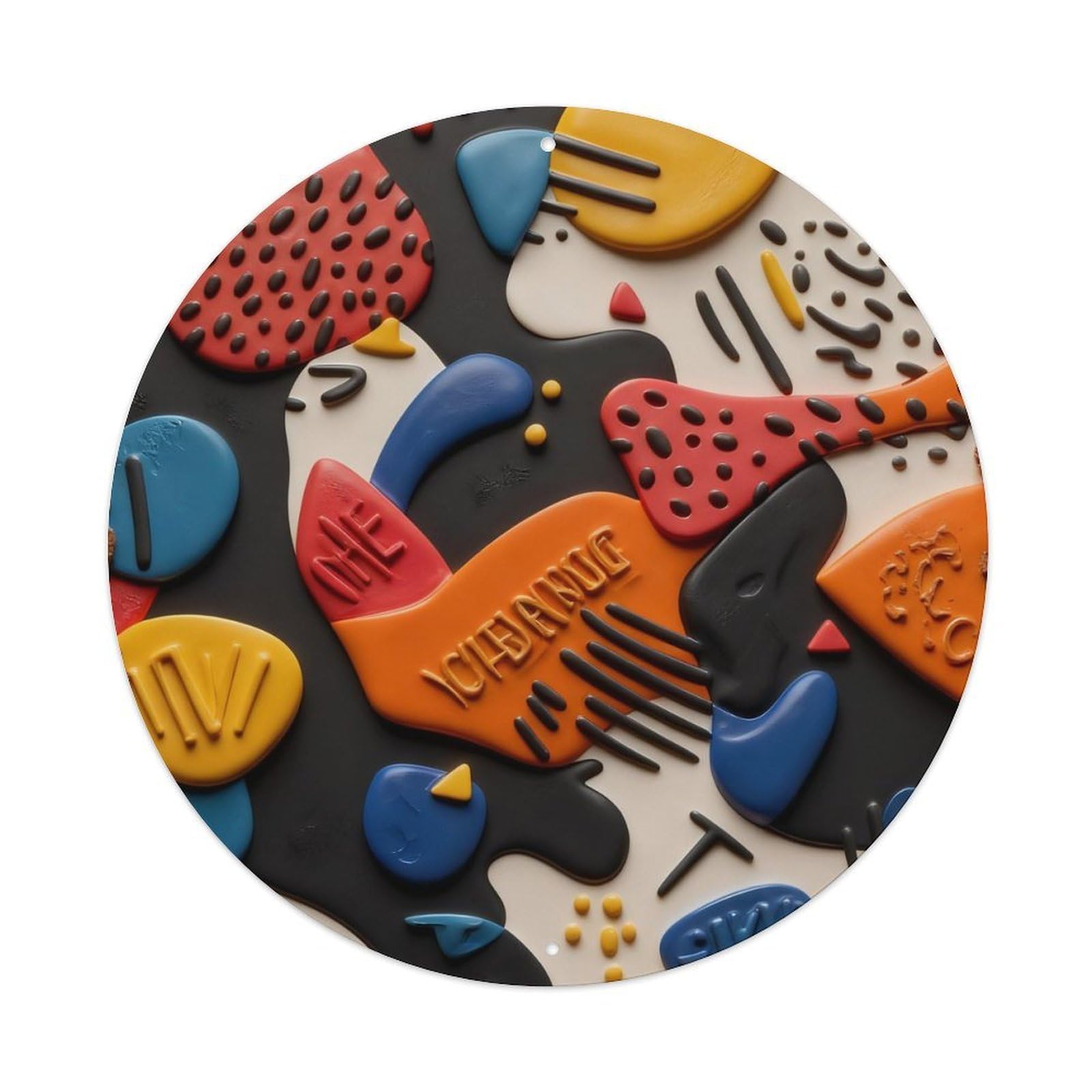 Abstract Colorful Geometric Shapes Pattern Metal Tin Sign Plaque