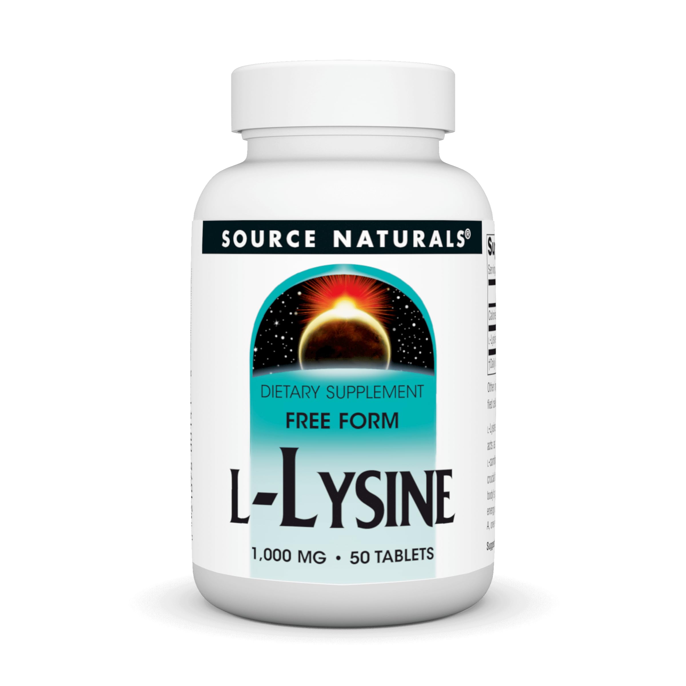Source Naturals L-Lysine Free Form 1 000 mg - Amino Acid Supplement Supports Energy Formation of Collagen -