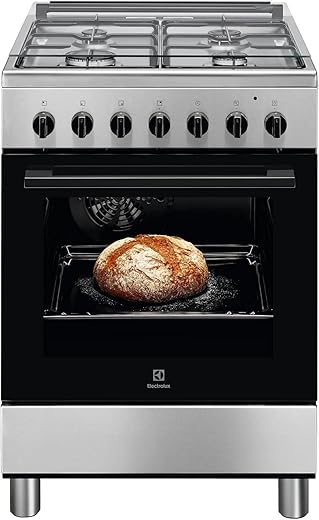 Cucina Gas 4 Fuochi con Forno Elettrico 60x60 cm Inox