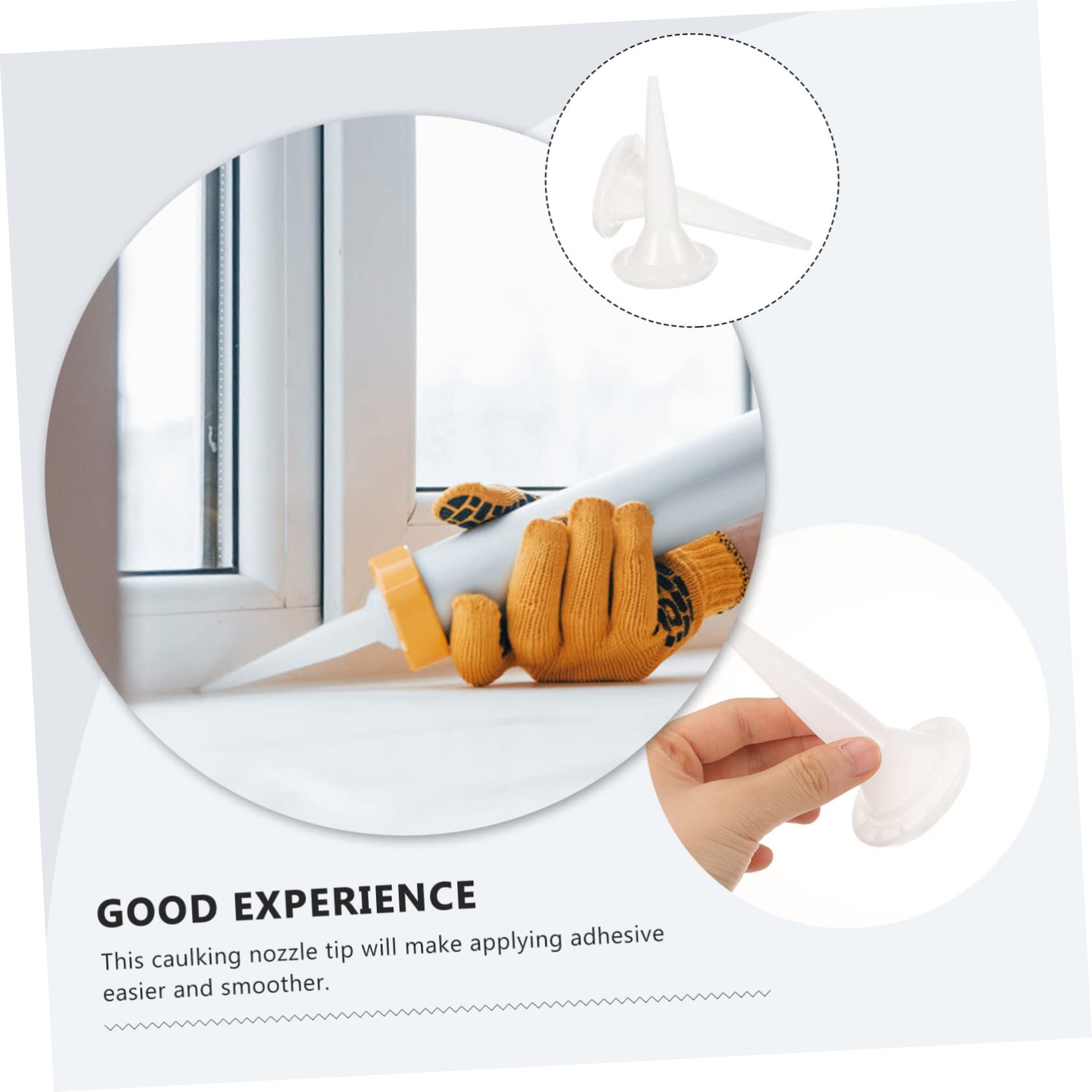 OSALADI 50pcs Caulking Tip Structural Adhesive Caulking Applicator Tool Glue Head Wear-resistant Non-drip Easy to Assemble