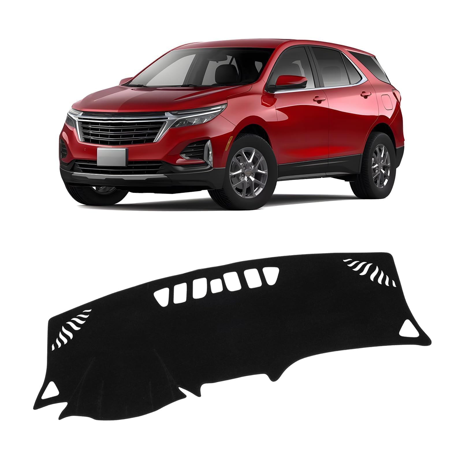 Photo 1 of KUST Black Dash Cover for 2018-2023 2024 Chevrolet Equinox (Without HUD) (L, LS, LT, Premier) Non-Slip Dashboard Cover Polyester Dashboard Cover Accessories for Equinox Custom Fit Dash Mat No Glare