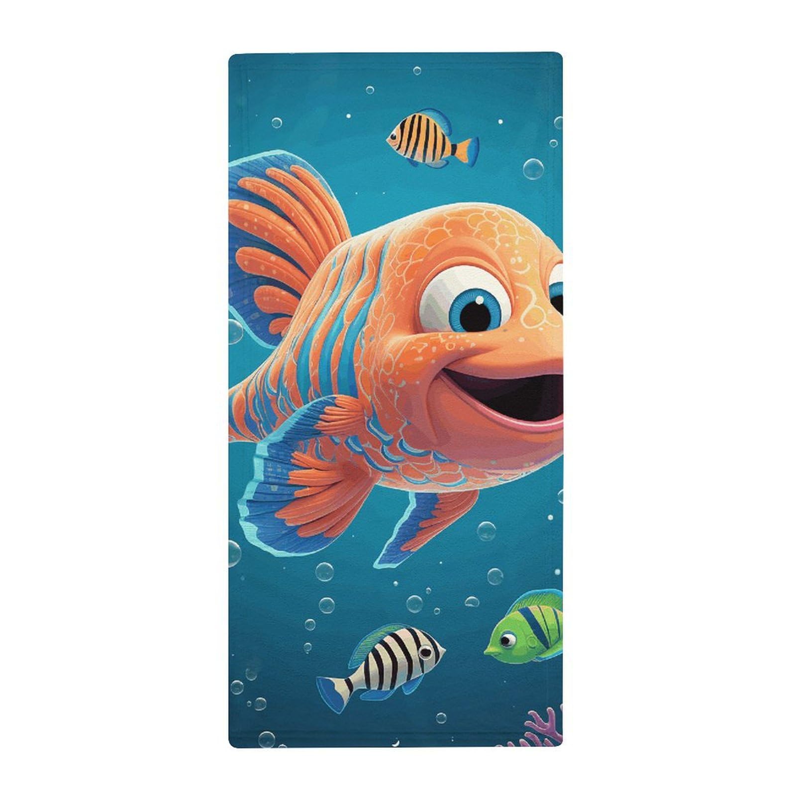 Serviette de bain pour le yoga et le spa motif poissons tropicaux
