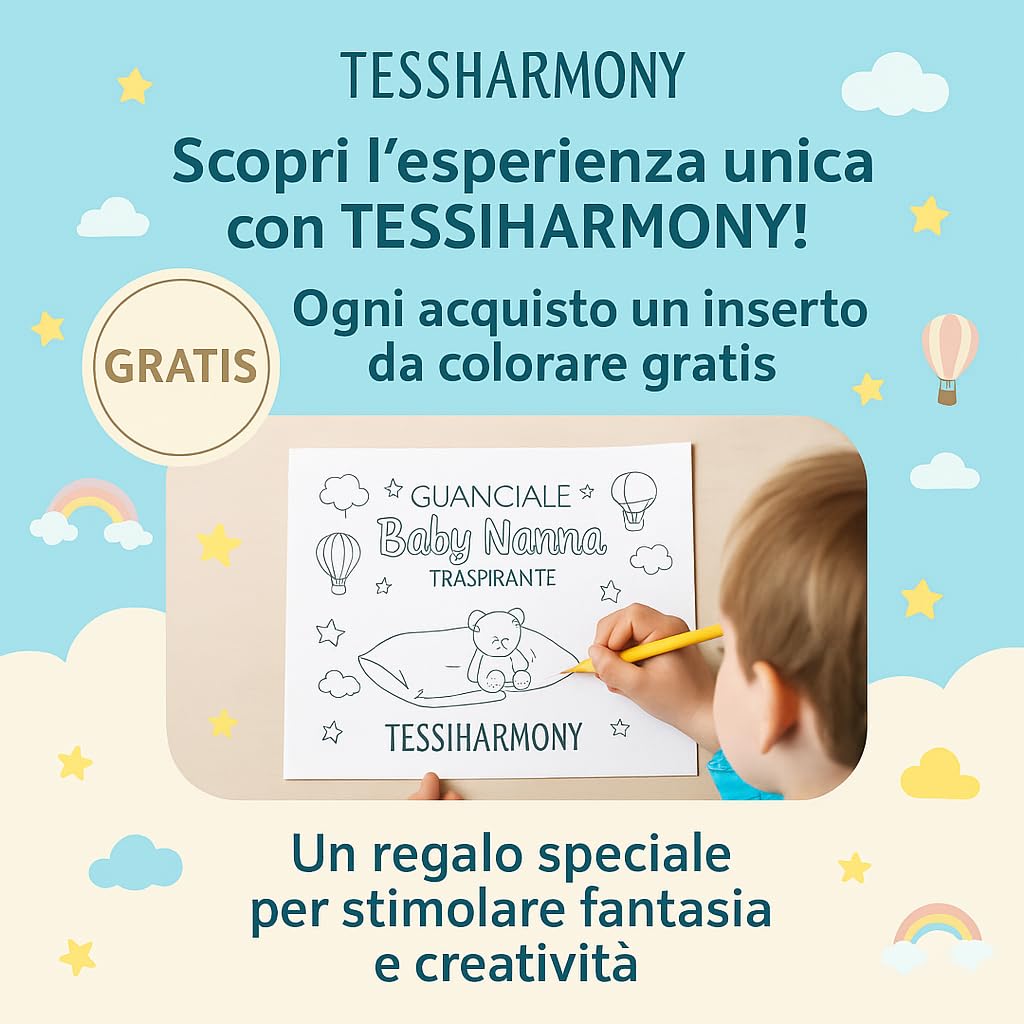 tessiharmony - Cuscino Lettino Bambino 60x40 cm 100% Cotone Guanciale Letto Culla Antiacaro Anallergico Traspirante Morbido 1 2 3 4 Anni Alto 4 cm Made in Italy