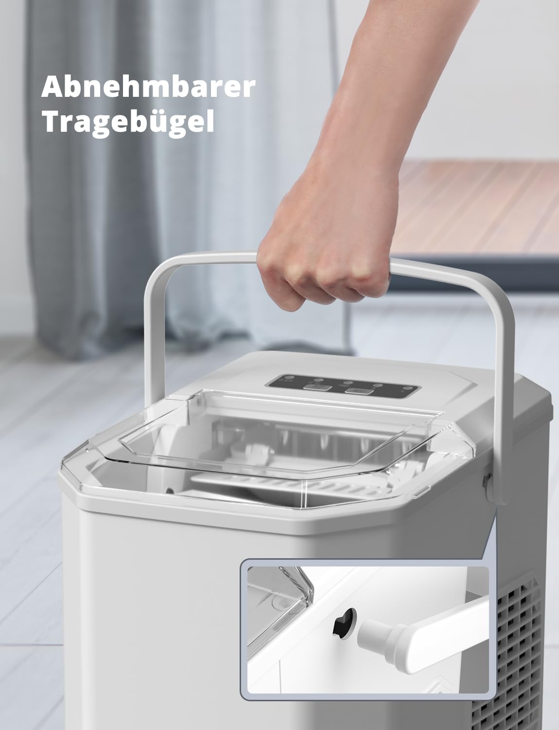 Eiswürfelmaschine, 12kg/24h Eiswürfelbereiter Professioneller Eisbereiter 1,5L Ice Maker 6-13Min Produktionszeit Ice Cube Maker, Eiswürfel Maschine (MEHRWEG)