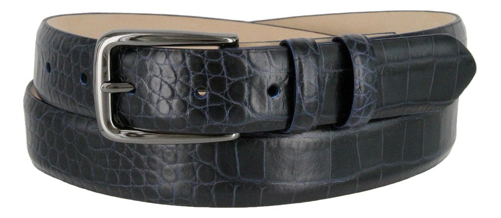 Belts.comBS3208-30MM Italian Calfskin Genuine Leather Dress Belt Solid Brass Buckle (Black& Gun) 1-1/8"(30mm) Wide