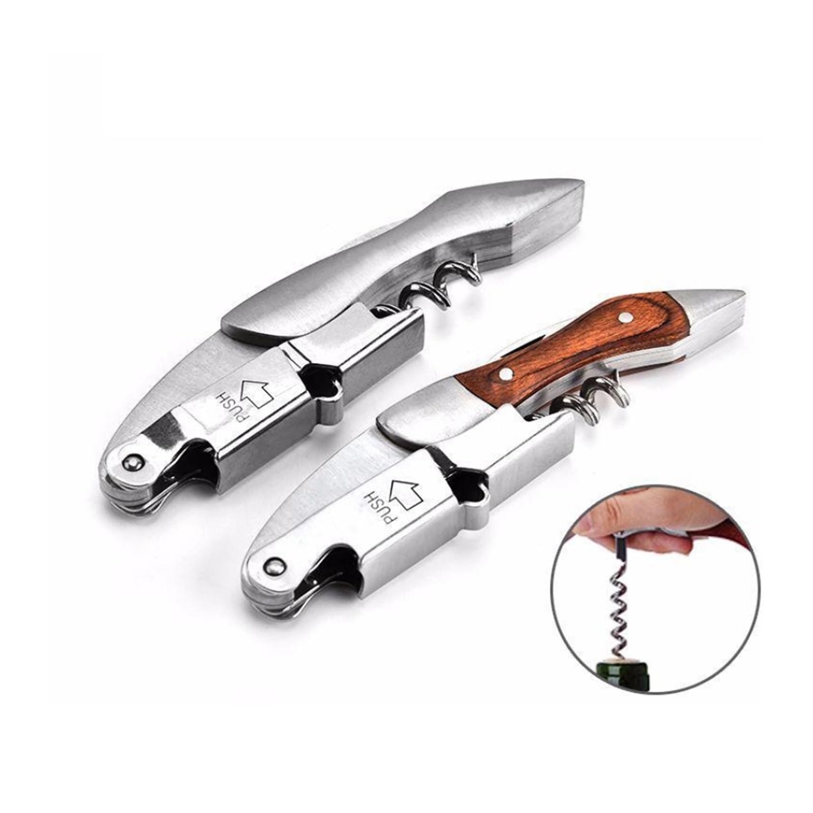 Abridor de vino multifunción acero inoxidable, sacacorchos portátil con tornillo, botella, herramientas cocina y Bar, accesorios(1)