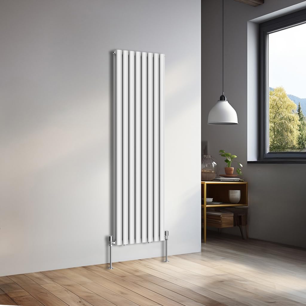 NRG 1600x472mm Vertical Oval Double Panel Heater Radiators Gloss White