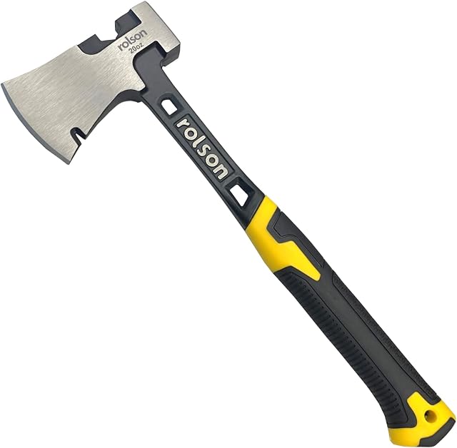 Rolson 121081 Solid Forged One Piece Splitting Axe 20 oz (560g), Black & Yellow