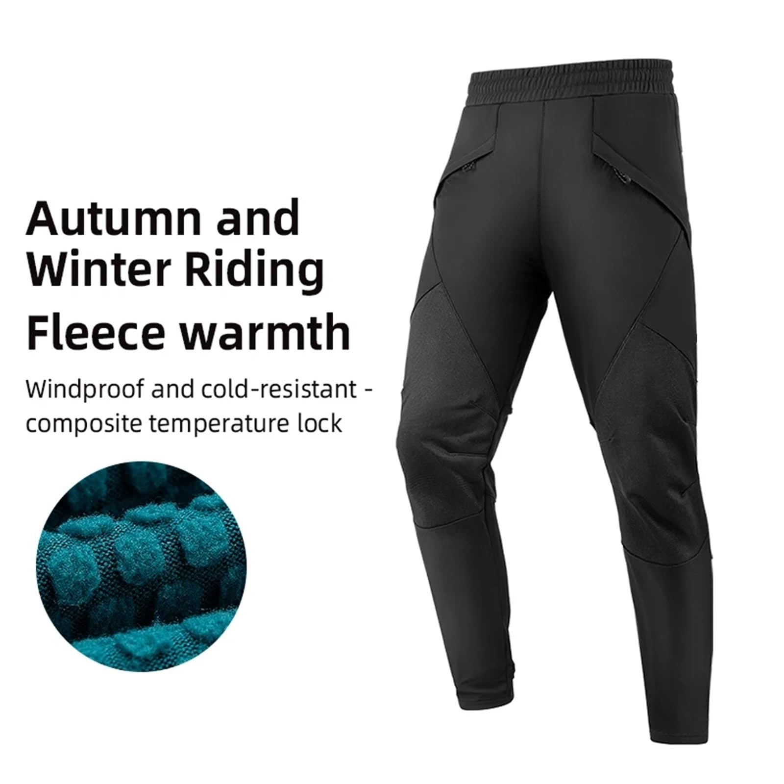 Pantaloni da Ciclismo in Pile Pantaloni da Ciclismo Autunnali e Invernali, Elastici, Antivento, Termici, Caldi, in Pile, Uomo, for Sport all'Aria Aperta, Lunghi