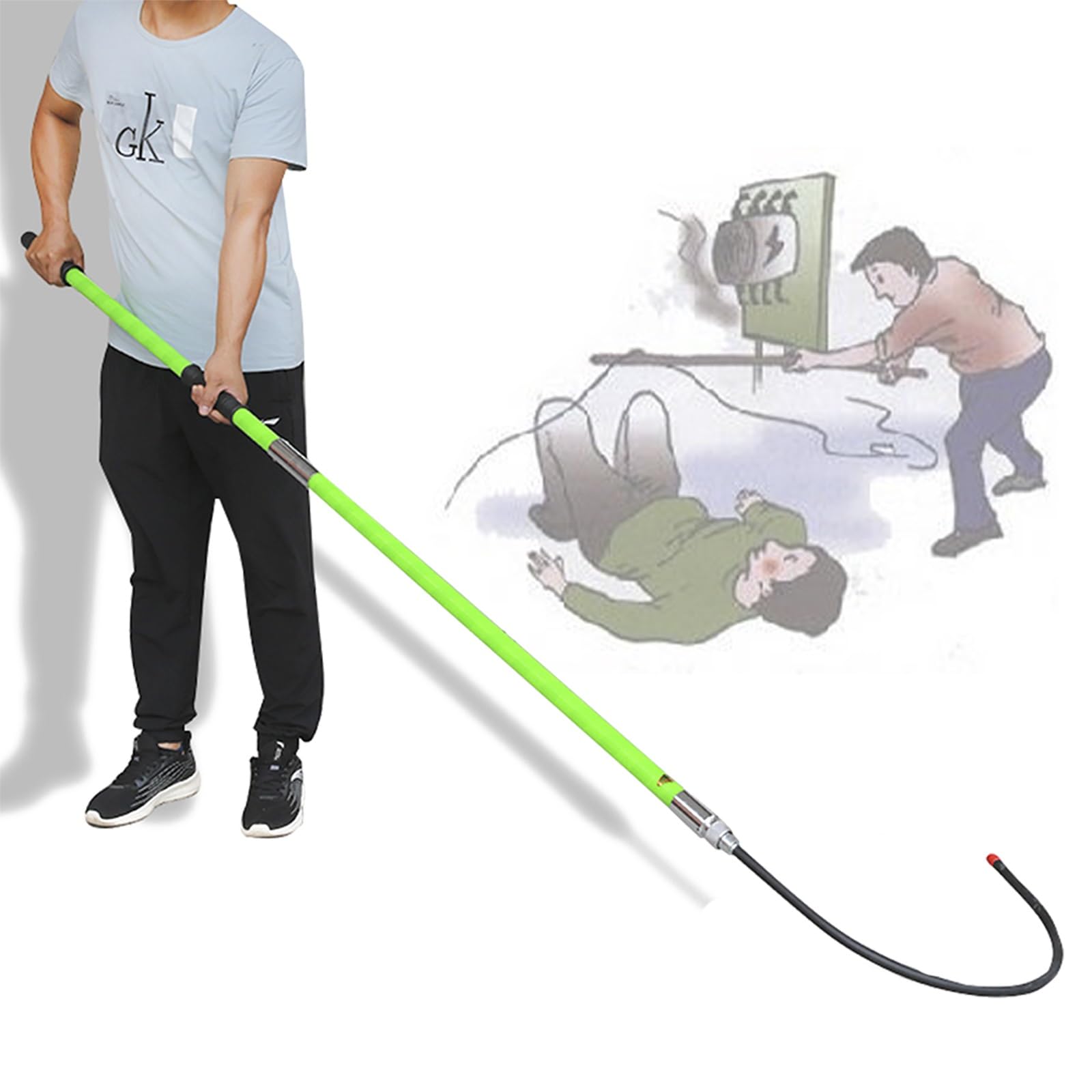 GTHTUHFD High-Voltage Rescue Hook, Insulated Pole With 40 Cm Hook Opening For Electricians, Emergency Protective Equipment, Length: 0.9 To 3 M,Green-2m/6.6ft/78.7in