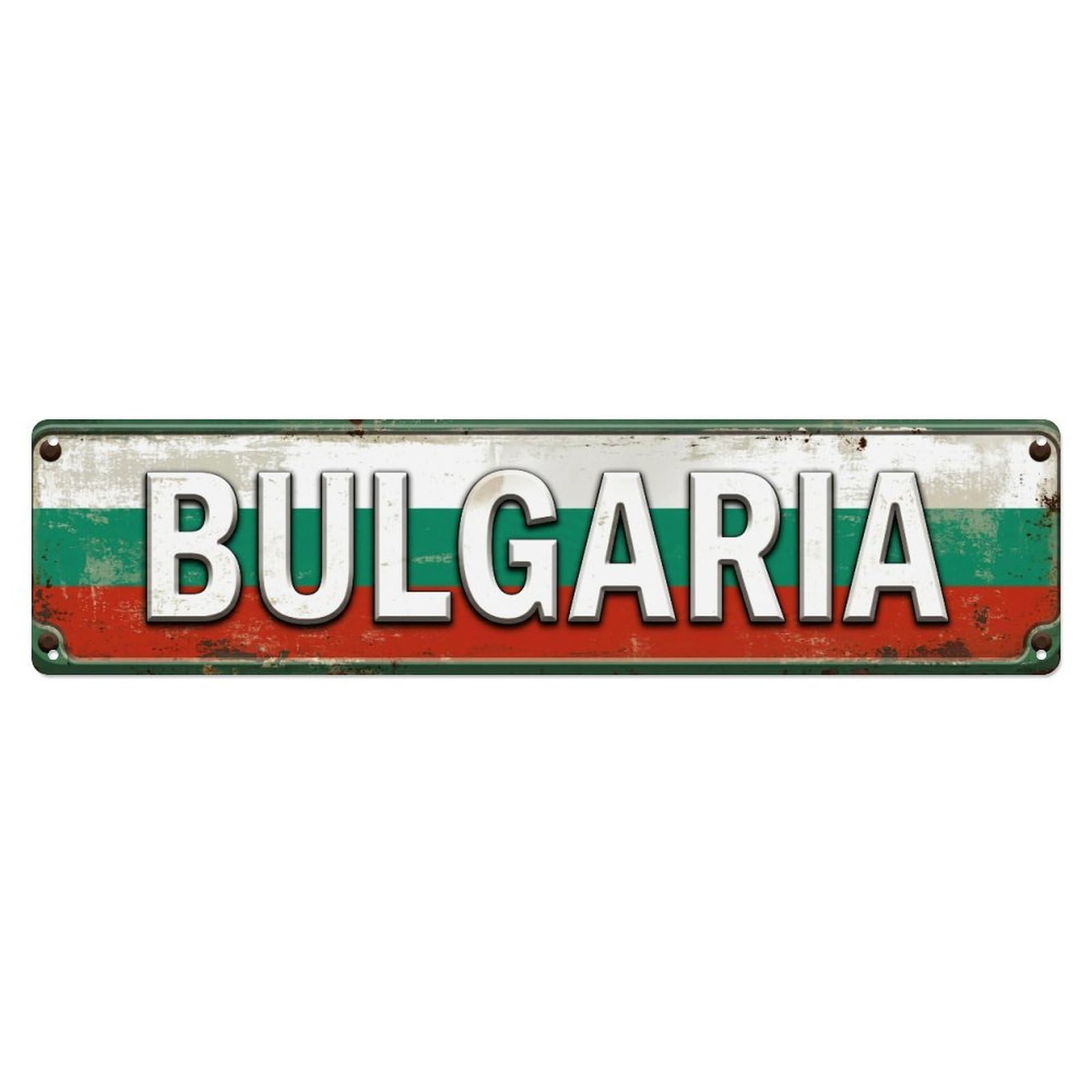 Metal Tin Sign Vintage Bulgaria Flag Pattern