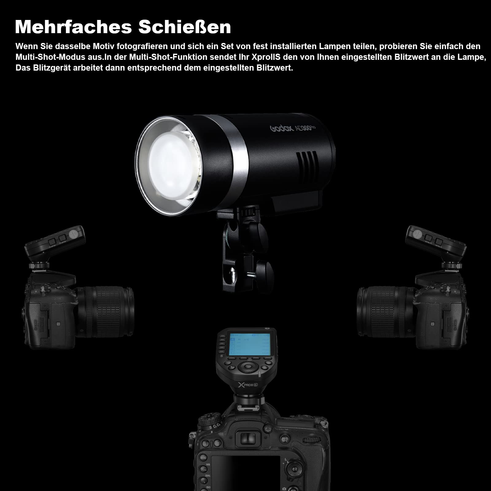 Godox Xproii-S Flash Trigger Kamera Wireless Blitzauslöser 2,4 GHz 1/8000s HSS TTL Umwandlung für Sony,Manuelle TCM Funktion großer LCD-Bildschirm der Godox Flash APP können ferngesteuert Werden.