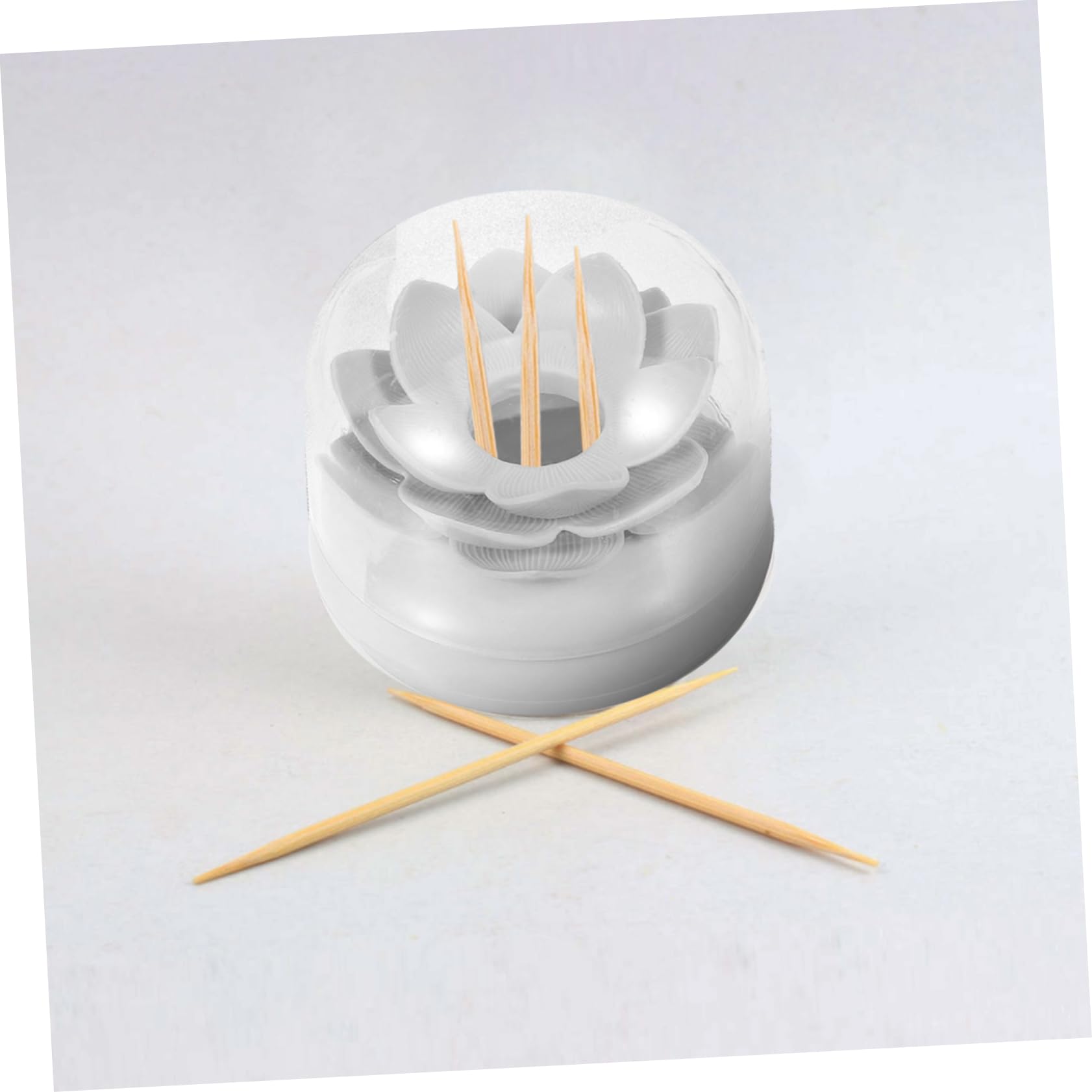 COLLBATH Lotus Flower Shaped Toothpick Cotton Swab Holder Portable Multi Functional Organizer for Vanity Desktop Dining Table for Toothpicks Swabs More