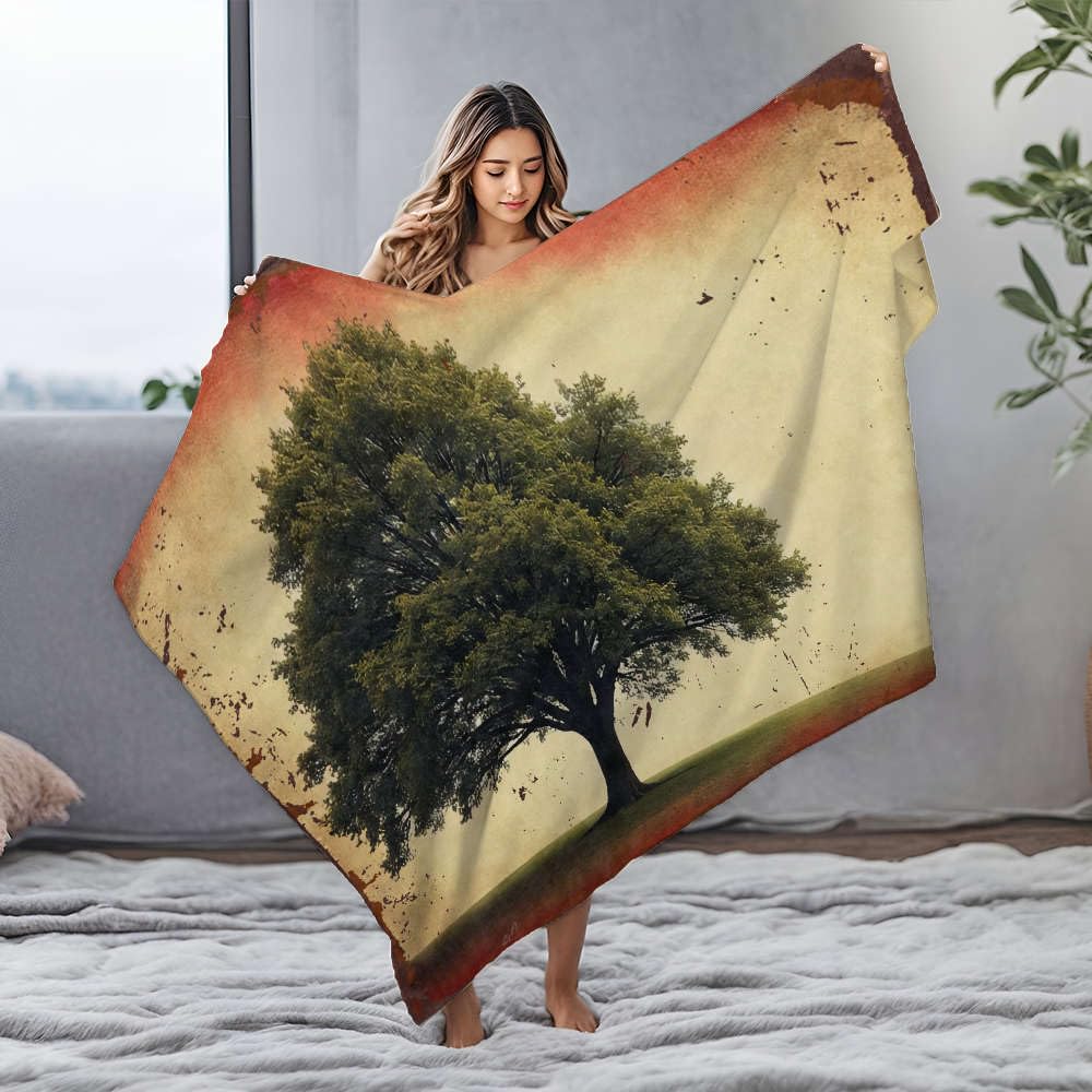 Couverture en flanelle épaisse A Solitaire Tree pour canapé de salon - 150 x 200 cm