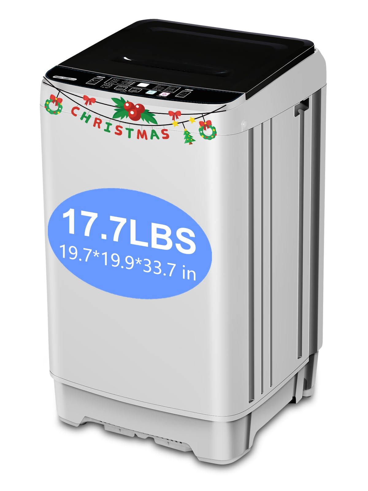 F.W.WOOLWORTHS 17.7 lbs Washing Machine with Drain Pump, Full Automatic Washer with 10 Wash Programs 8 Water Levels for Home, Apartment, RVs, Dorm, White