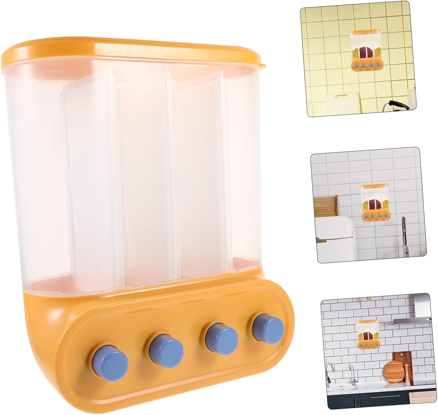 Wall Mounted Grain Dispenser Reusable Rice Storage Container for Pantry Organization Lightweight Sealed Design for Freshness Efficient Compartment Holder
