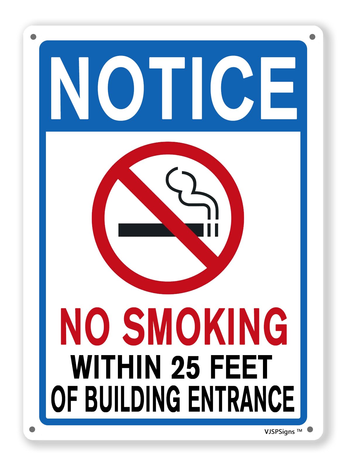 peiyeety No Smoking Within 25 Feet of Building Entrance Sign,Home Office Coffee Room Warning Signs 8"X12" Metal Aluminum Sign