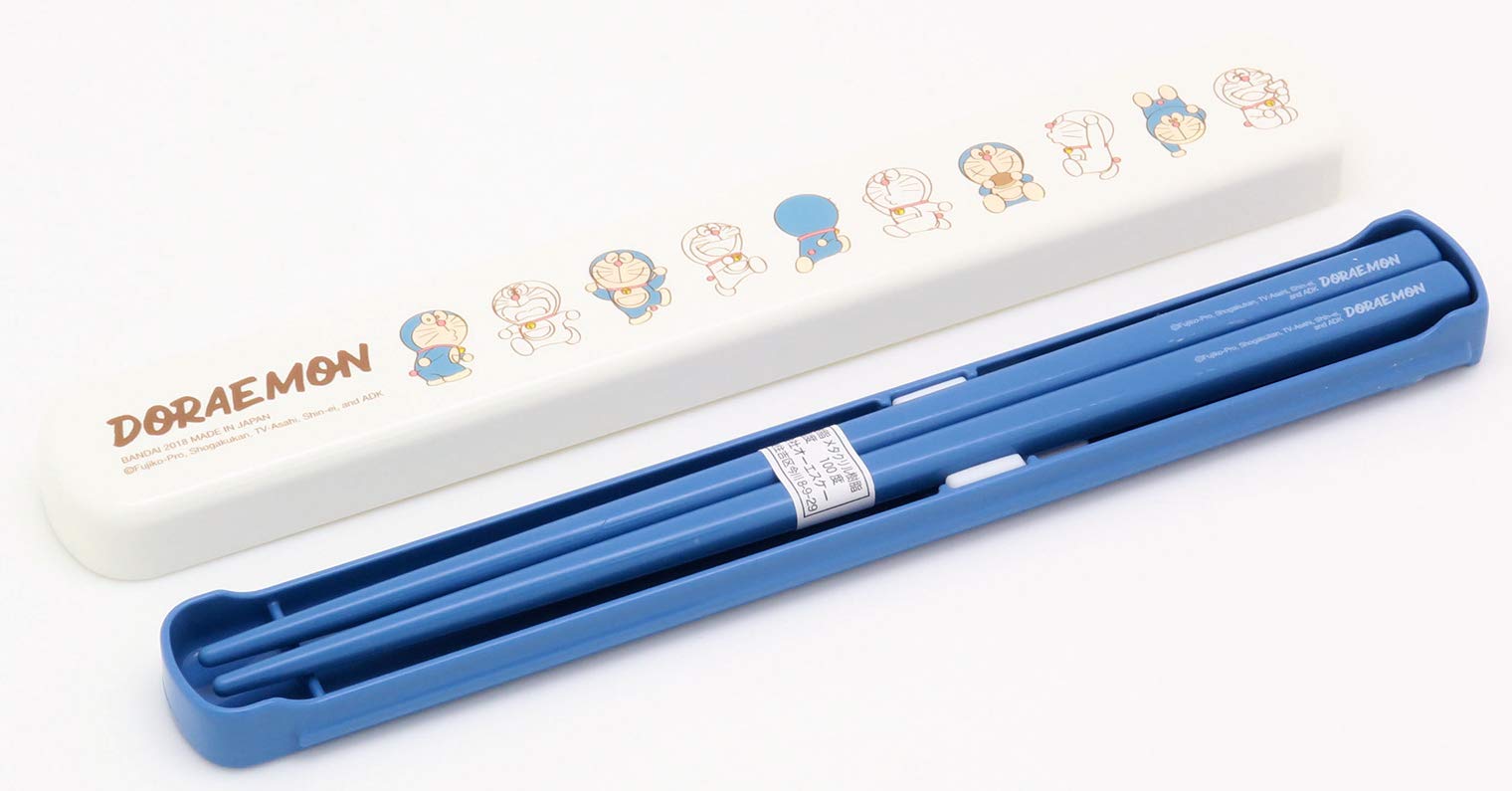 OSK Doraemon Baguettes en plastique 19,5 cm avec boîte de transport et système anti-bruit HS-16 du Japon
