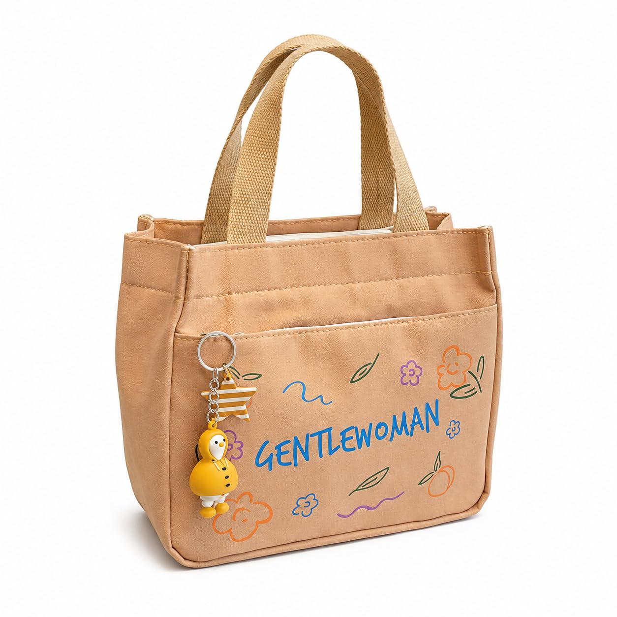 Bento Canvas Tote Bag with Zipper Closure, Multi-Pocket-picture-48