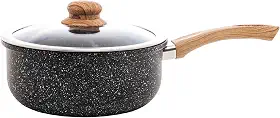 WOLFF - Panela de Indução com Tampa de Vidro 16cm Granilite Preta Alumínio com Revestimento Cerâmico