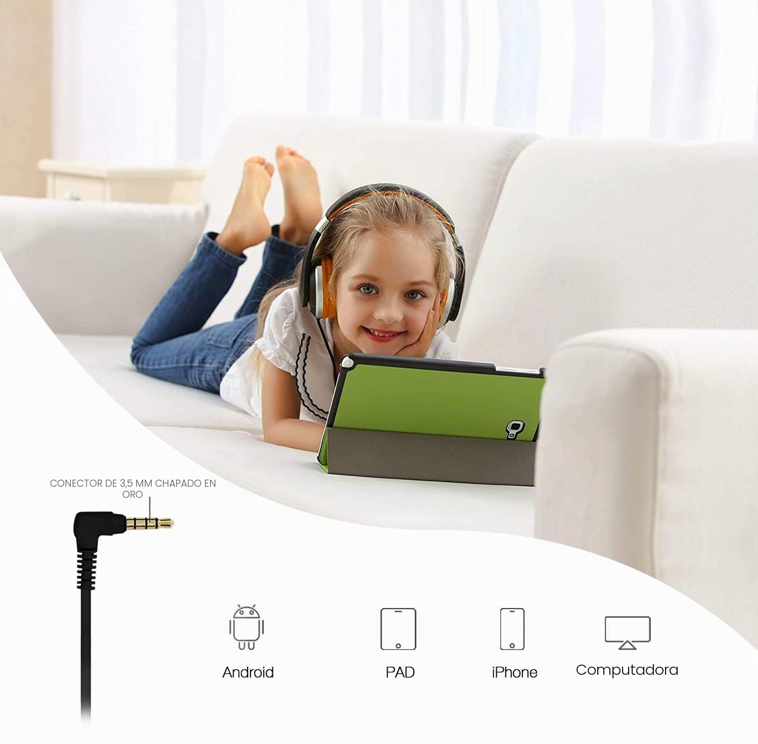 Rockpapa Auriculares con Cable I20, Auriculares estéreo con Cable con micrófono para niños y Adultos, Diadema Ajustable, Auriculares Plegables para Viajes, PC, Mac, Laptop, teléfono (Negro y Naranja)
