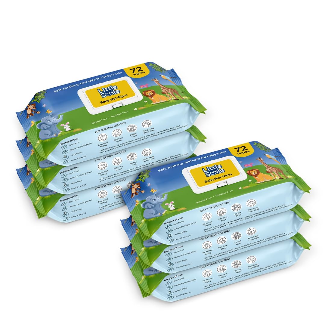 Little Smile Baby Wipes – Soft, Safe & Gentle Care- 72 Wipes | Pack of 6-image-5