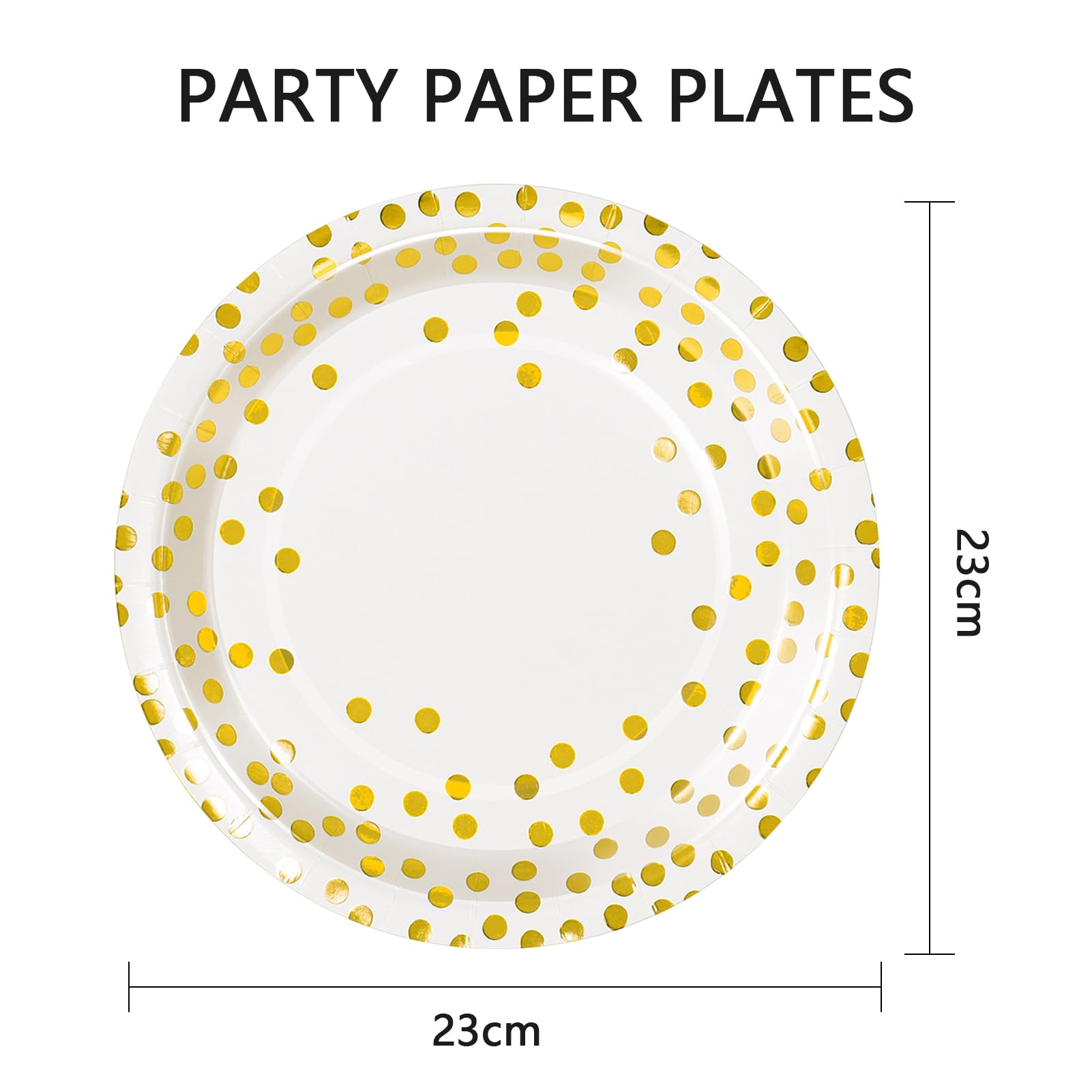 Stoviglie per Feste Bianco e Oro 50 pezzi Piatti di Carta per Feste in 23 CM Piatti Carta Getta Rotondi per Compleanno