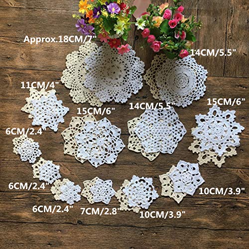 Napperons en dentelle ronds 24 pièces coton beige pour déco de table - 7