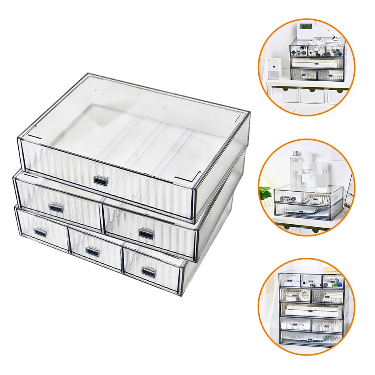 NUOBESTY Organiseur De Bureau À 3 Tiroirs Extensible Et Multicouche Boîte De Rangement Pour Maquillage Et Papeterie