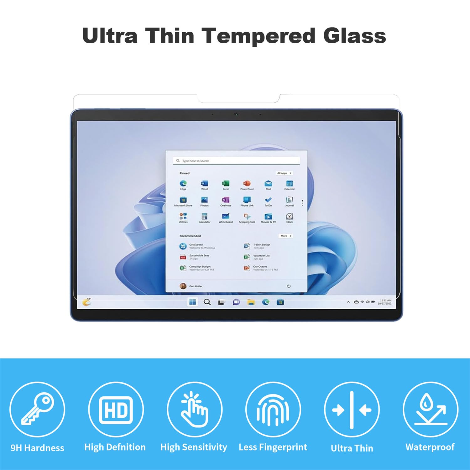 ZTAOOPOU (2 Pezzi Vetro Temperato Per Microsoft Surface Pro 4/Pro 5/Pro 6/Pro 7 (12.3") Protezione Schermo HD Trasparente Pellicola Proteggi schermo Microsoft Surface Pro 7 Plus Vetro Temperato