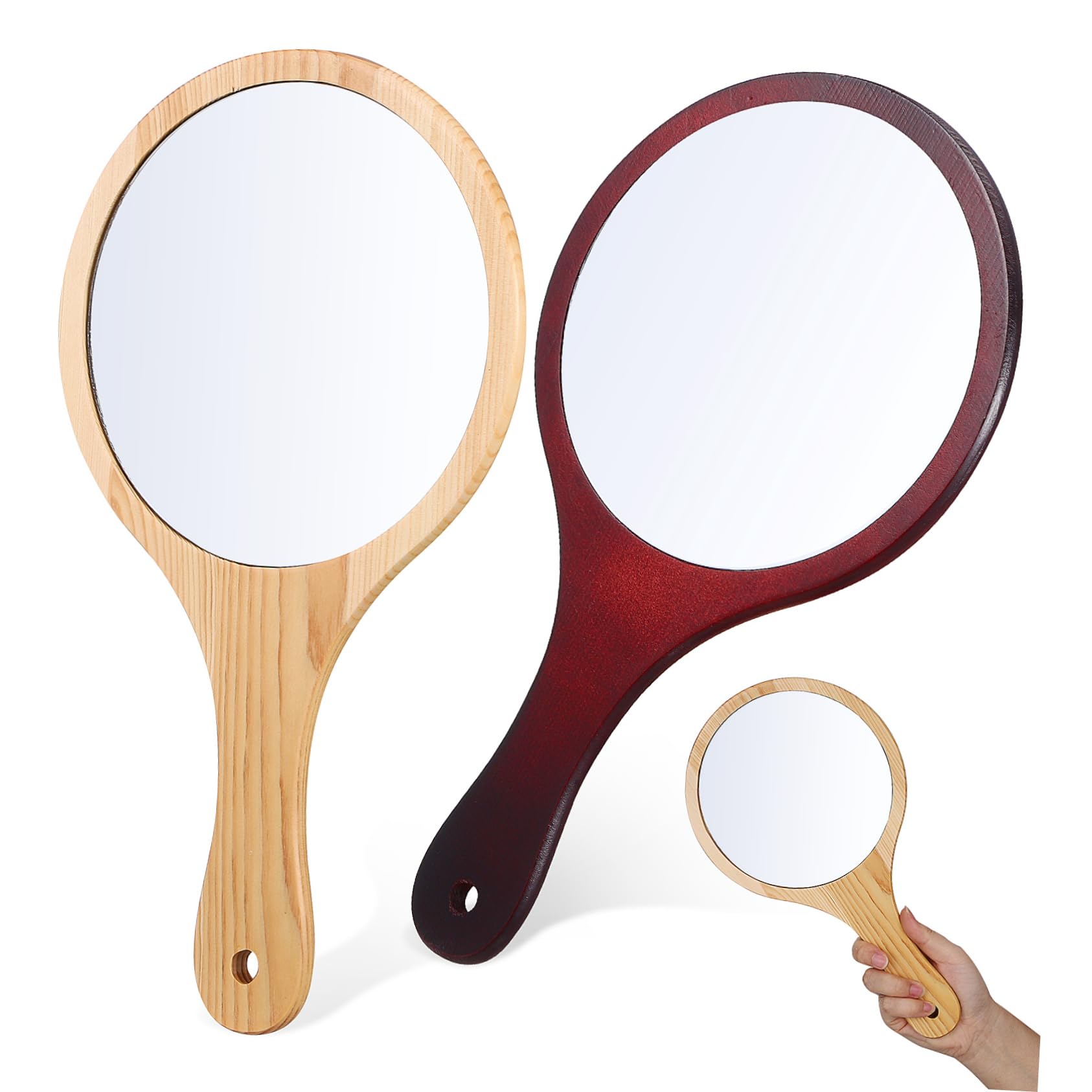 IWOWHERO 2Pcs Large Handheld Mirror with Handle Portable Travel Makeup Mirror for Women Stylish Ergonomic Design for Easy Holding and Convenient Use