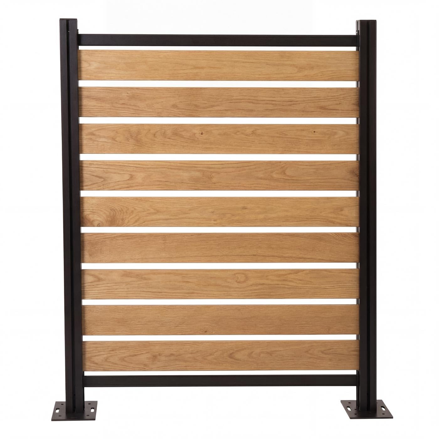 Mendler Alu Mülltonnen-Zaun HWC-K57, Basiselement Mülltonnenverkleidung, Holzoptik erweiterbar 130x110x6cm - Hellbraun