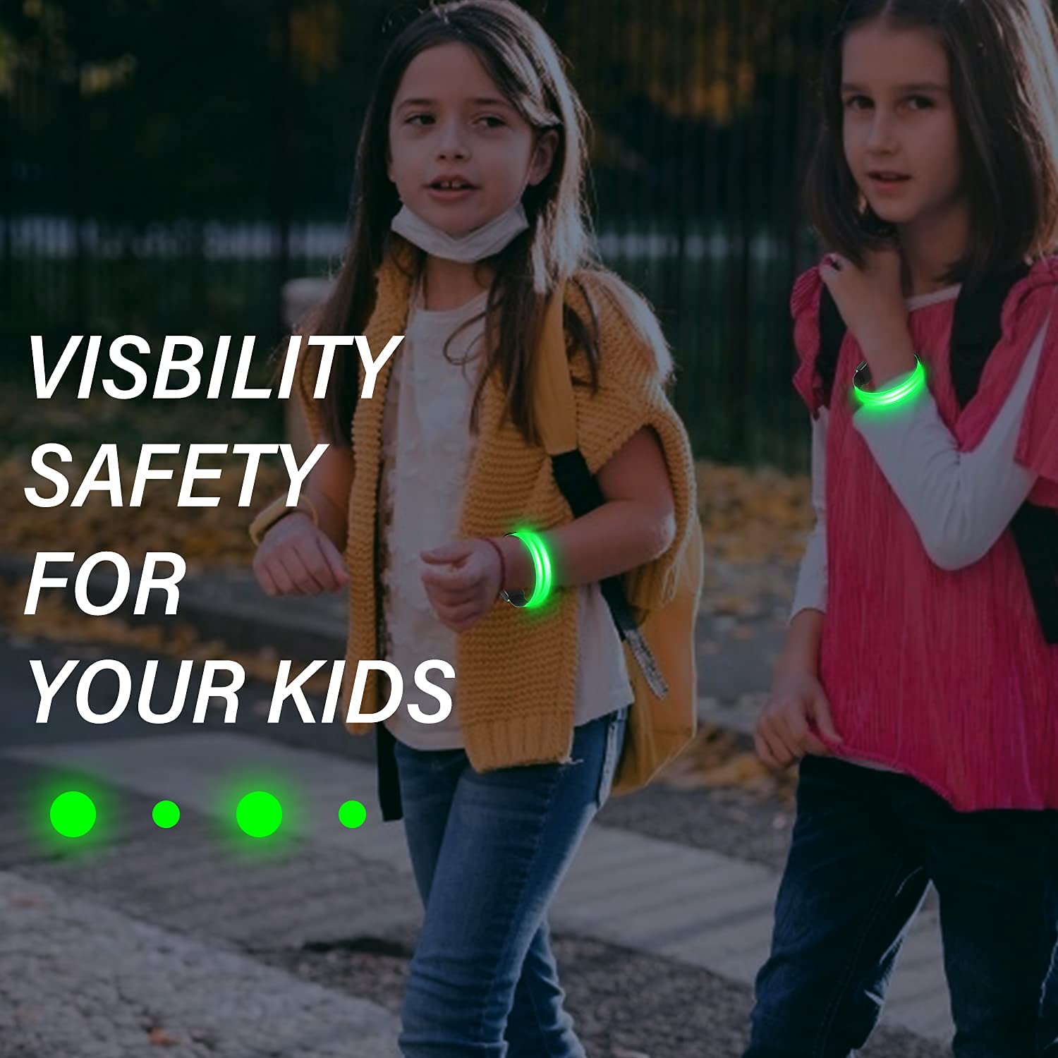 Bande Catarifrangenti LED Braccialetto Ricaricabile USB 3 Modalità Illuminazione Fascia Braccio Sicurezza Alta Visibilità per Running Bici Corsa Notturna (Verde)