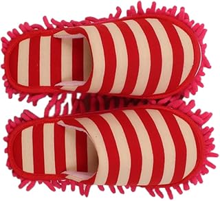 HAPINARY 1par Zapatillas De Limpieza Chenille Antideslizantes y Multifuncionales Fregona para Pisos Color Rojo para Doméstico