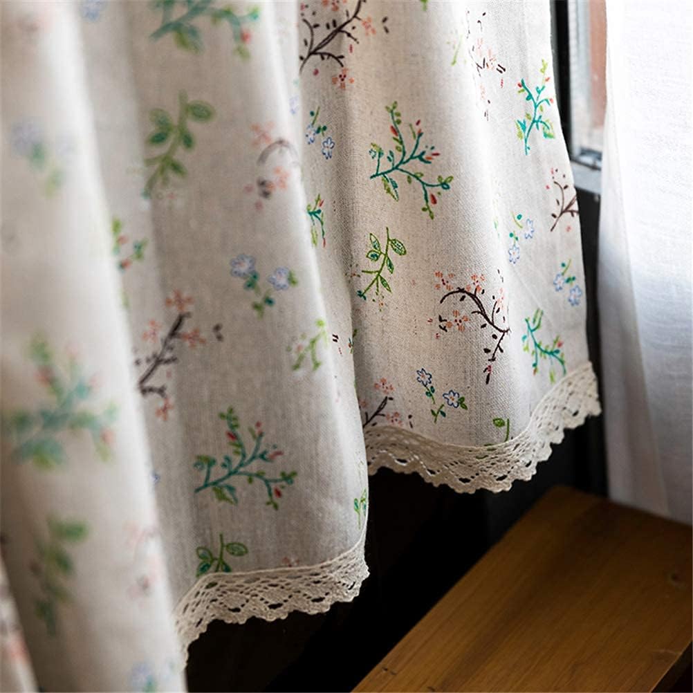 Short Curtains, Blackout Curtains, Curtain Short Curtain Floral Printed Pattern Cafe Curtain Linen Rural Style Half Window for Kitchen Cupboard Bistro Coffee Shop,140x100cm Home Kitchen Decor Short C