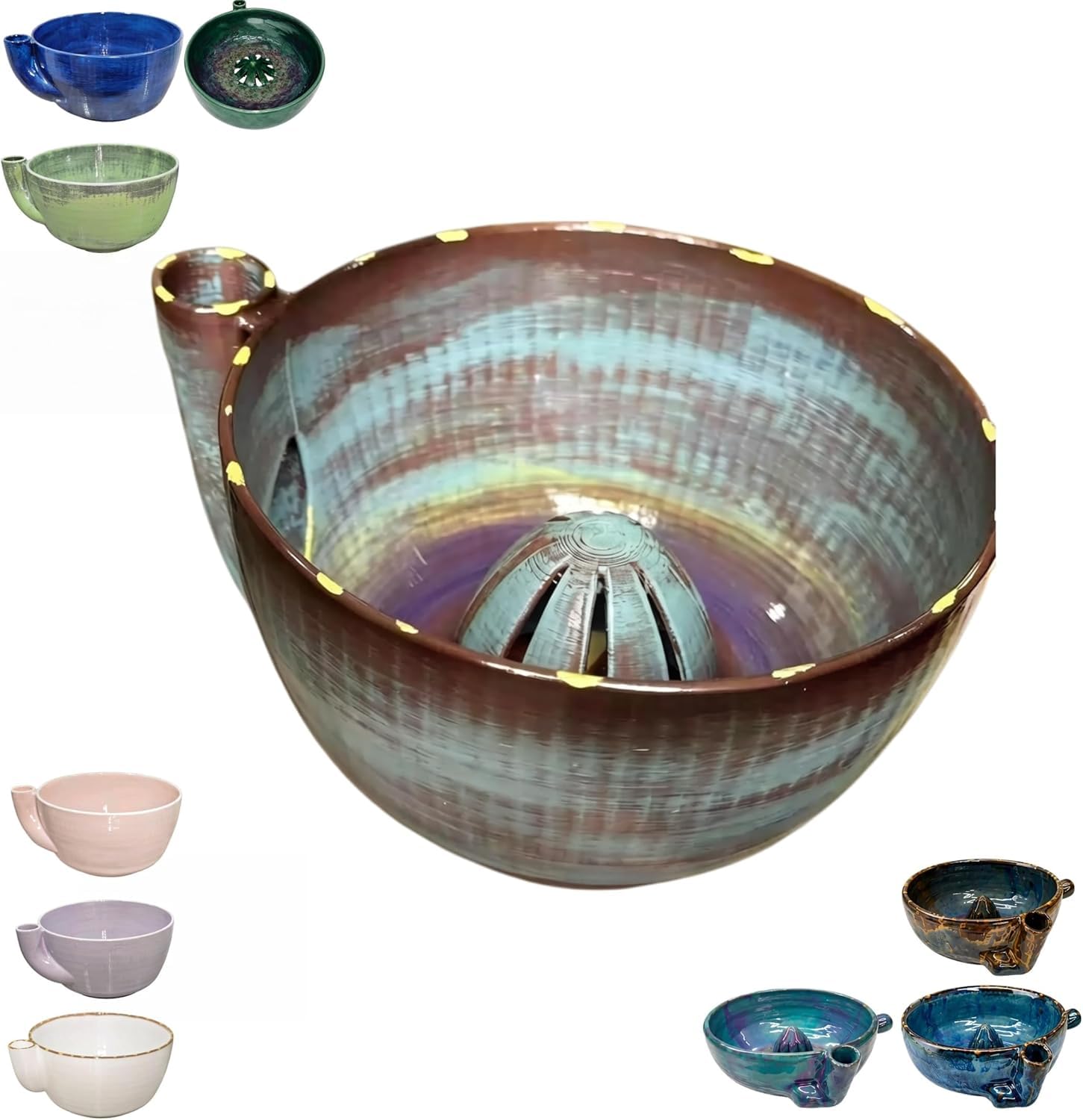 2026 New Self-Spinning Berry Washing Bowl – Ceramic with Drain Holes, Center Cone Automatic Quick Rinse Washer for Berries, Vegetables, Serving, 360° Cleaning Swirl Colander (03) — image 1