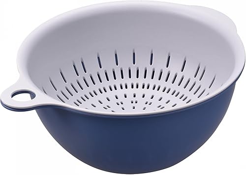 uxcell Juego de colador de cocina y cuencos, pequeño recipiente de drenaje de doble capa y cesta adecuado para frutas, verduras, pasta, bayas,