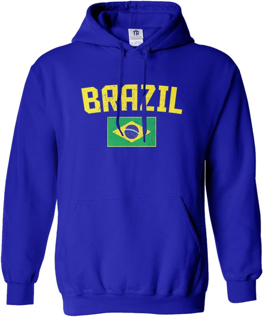 Threadrock Women's Brazil Flag Hoodie Sweatshirt