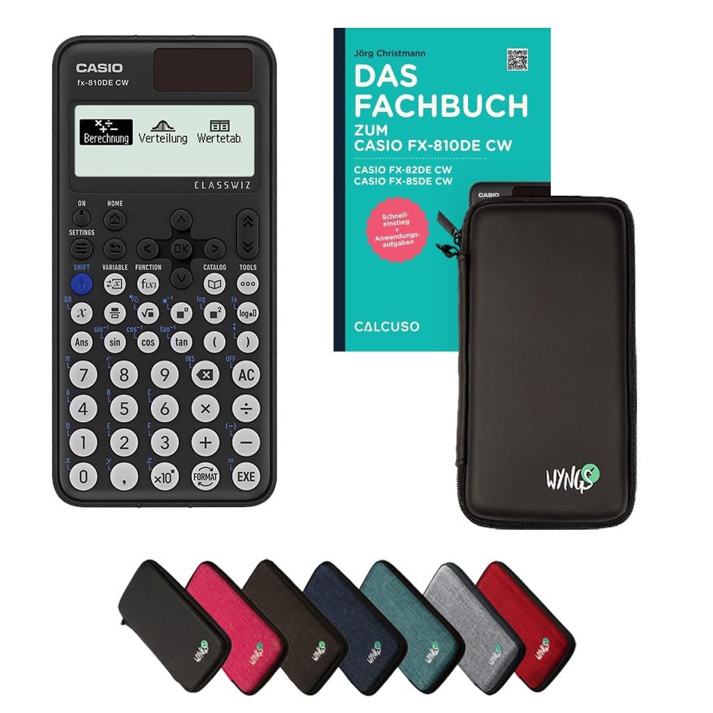 Casio fx-810DE CW inkl. Schutztasche Schwarz & Fachbuch (96 Seiten, DIN A5) – Wissenschaftlicher Rechner – Smart Set